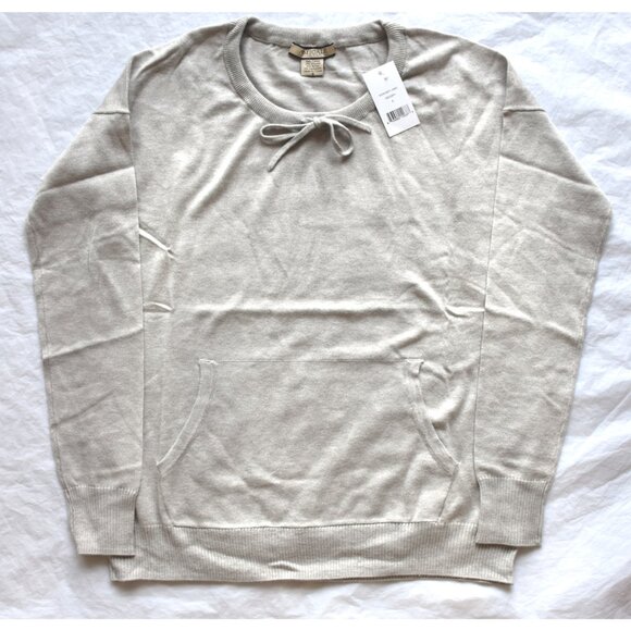 AMICALE NWT DROP SHOULDER CREW NECK COTTON/VISCOSE/CASHMERE GREY SWEATER. SIZE S - Picture 7 of 9